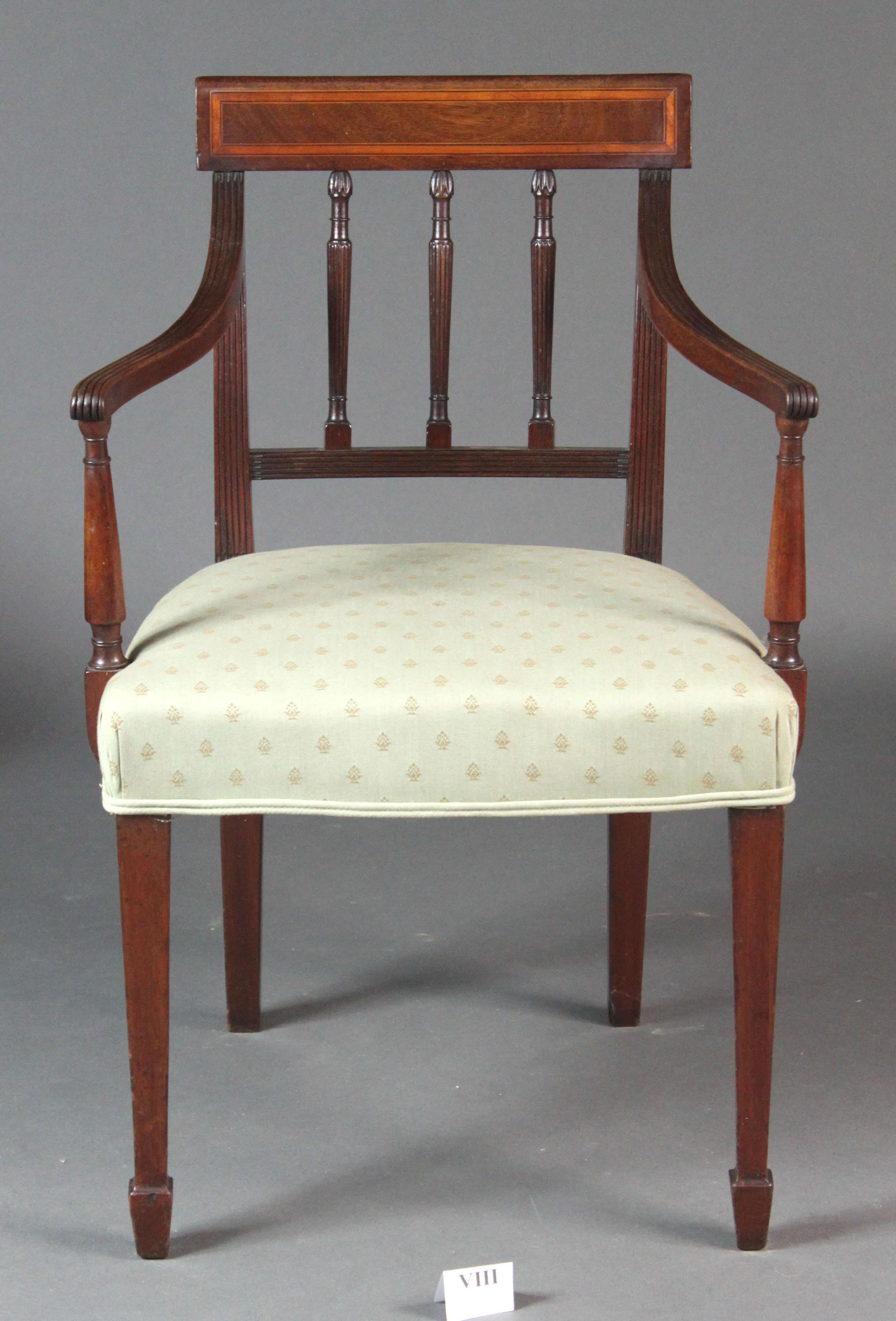 Georgian Set of Eight Sheraton Mahogany Dining Chairs In Good Condition In Bradford-on-Avon, Wiltshire