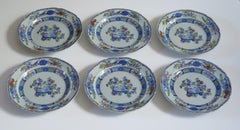 Set of Six Antique Mason's Ironstone Desert Plates, Circa 1813-1820