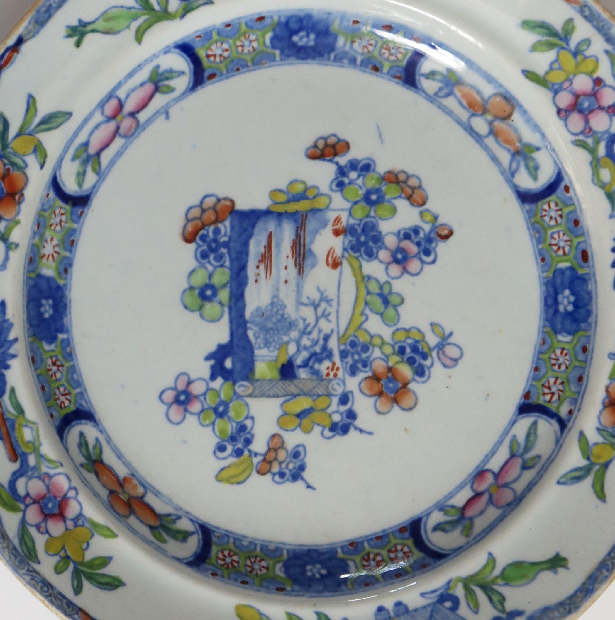 Georgian Set of Six Mason's Ironstone Side Plates Scroll Landscape Ptn, Ca 1818 In Good Condition For Sale In Lincoln, Lincolnshire