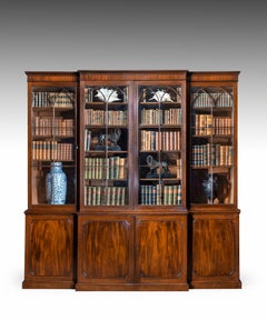 Georgian Sheraton Mahogany Breakfront Bookcase