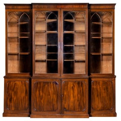 Georgian Sheraton Mahogany Breakfront Bookcase