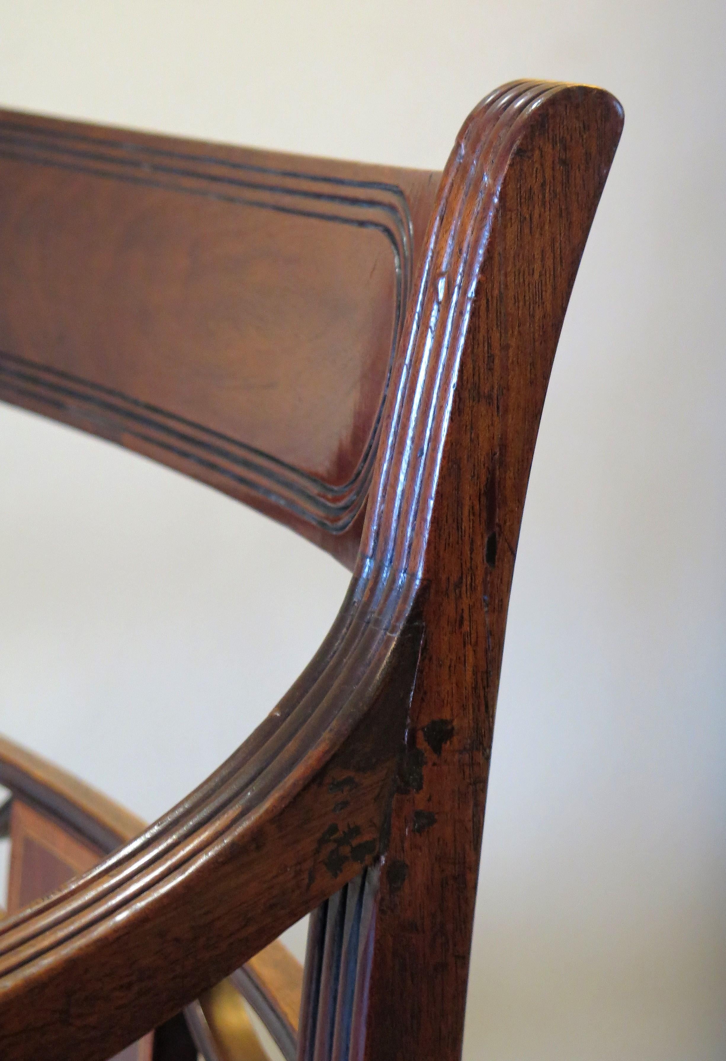 Georgian Armchair Carved Inlaid Walnut, English Sheraton circa 1790 For Sale 9