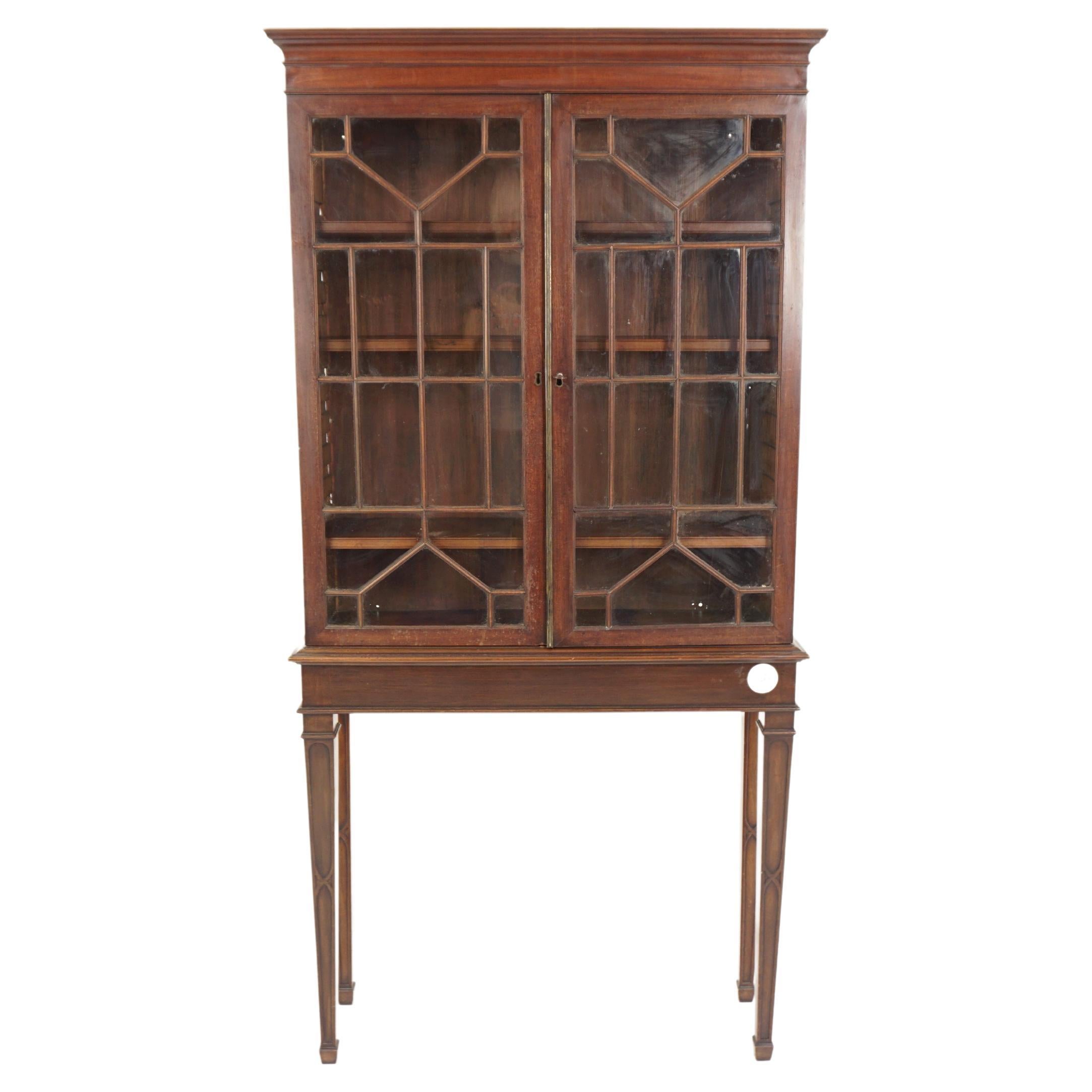 Georgian Sheraton Style Cabinet on Stand, Scotland 1910, H823 For Sale