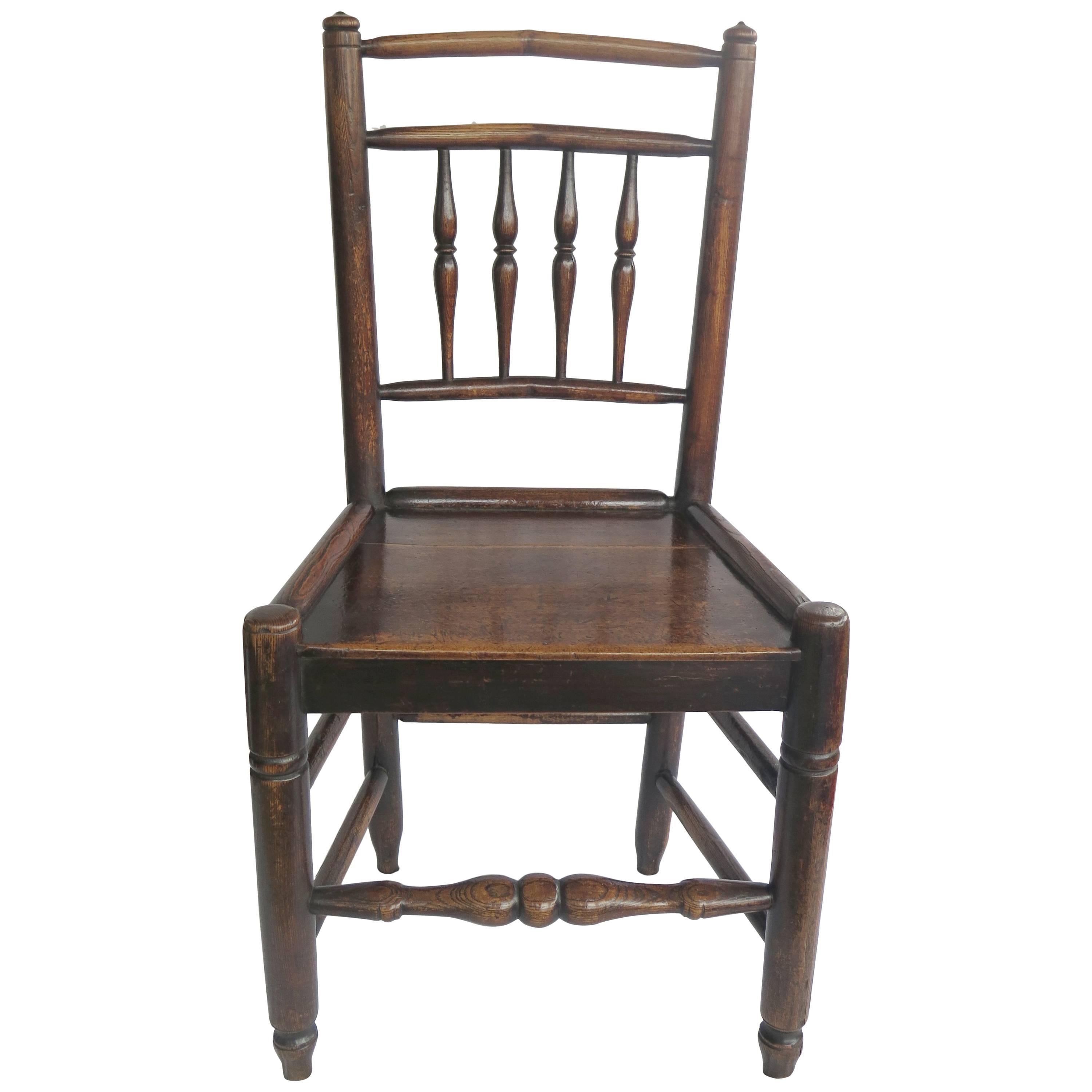 Hand-Crafted Georgian Side Chair Country Spindle Back Elm and Ash, English, circa 1800