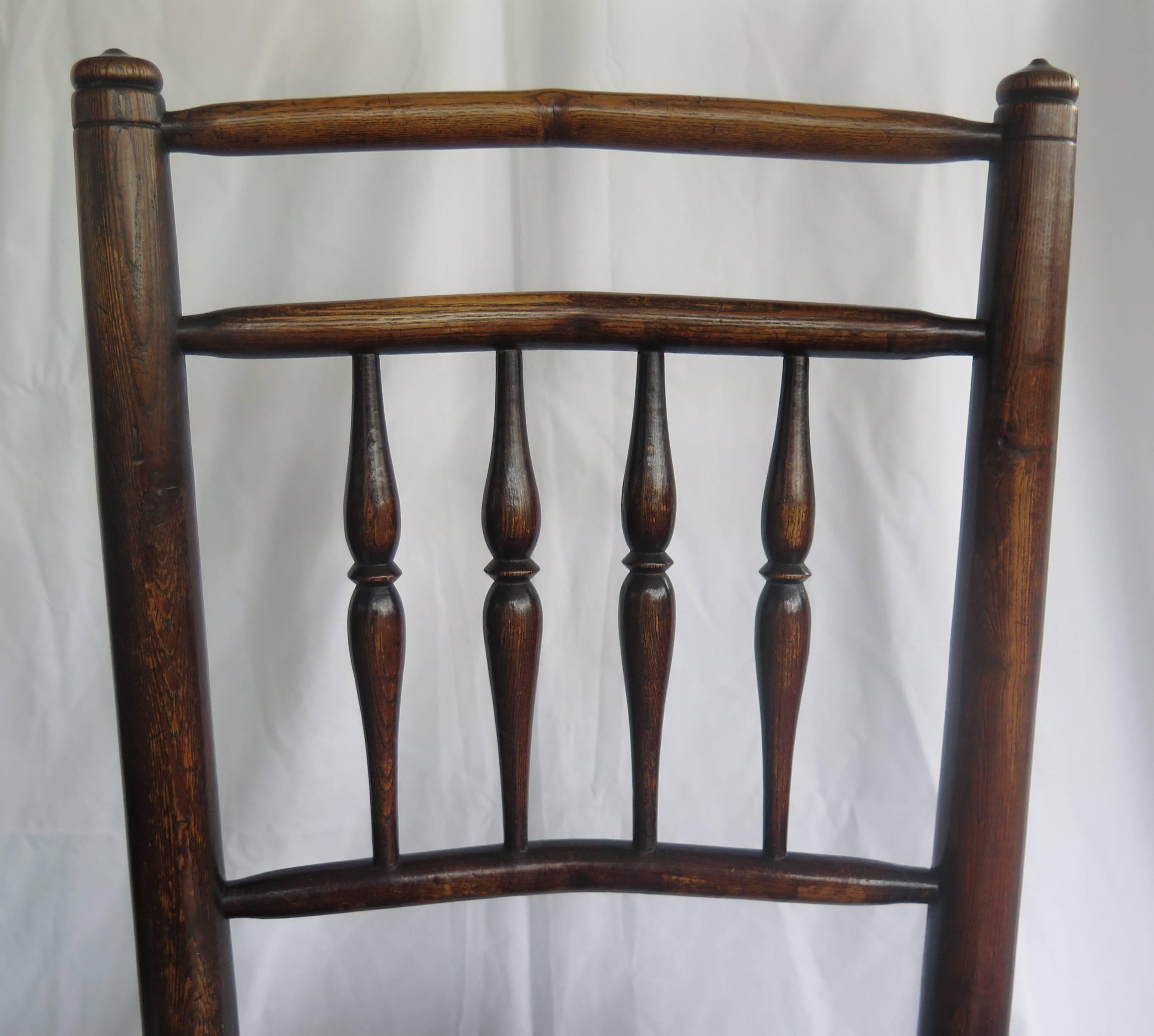 Georgian Side Chair Country Spindle Back Elm and Ash, English, circa 1800 1