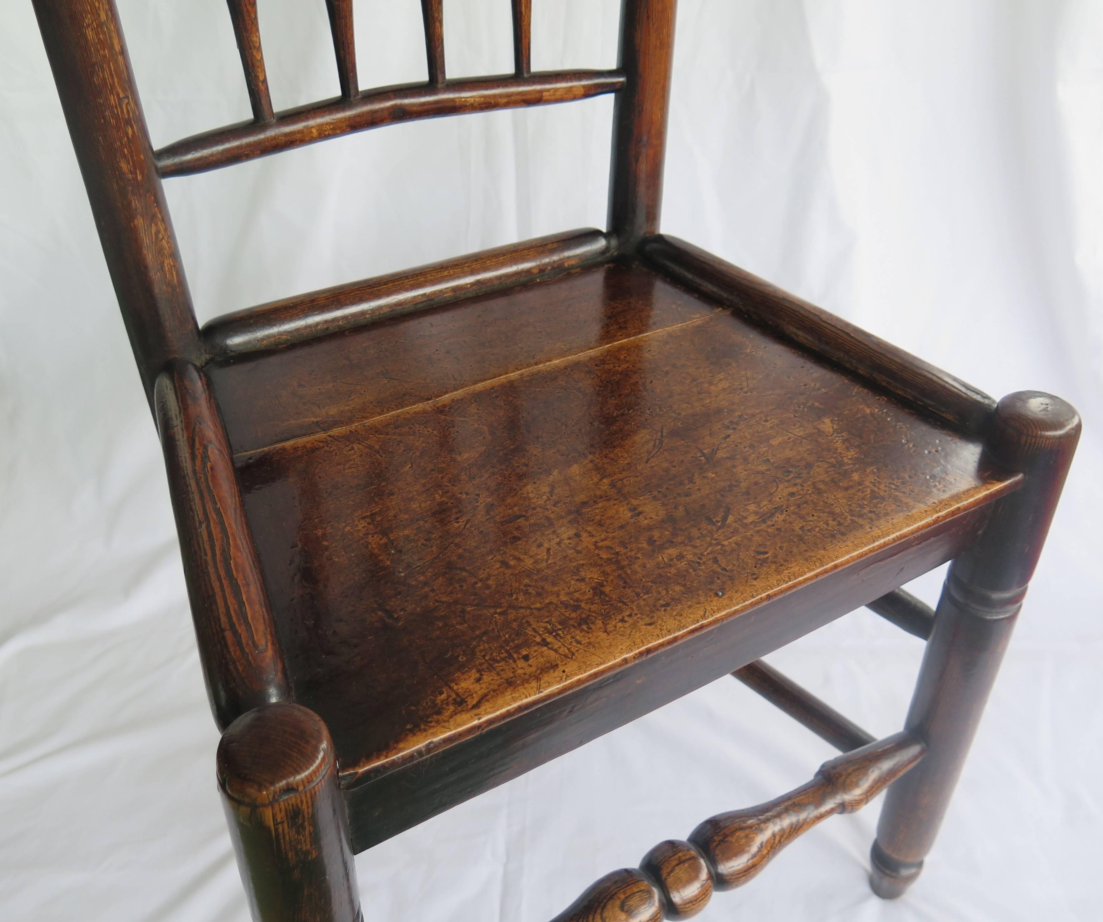 Georgian Side Chair Country Spindle Back Elm and Ash, English, circa 1800 2