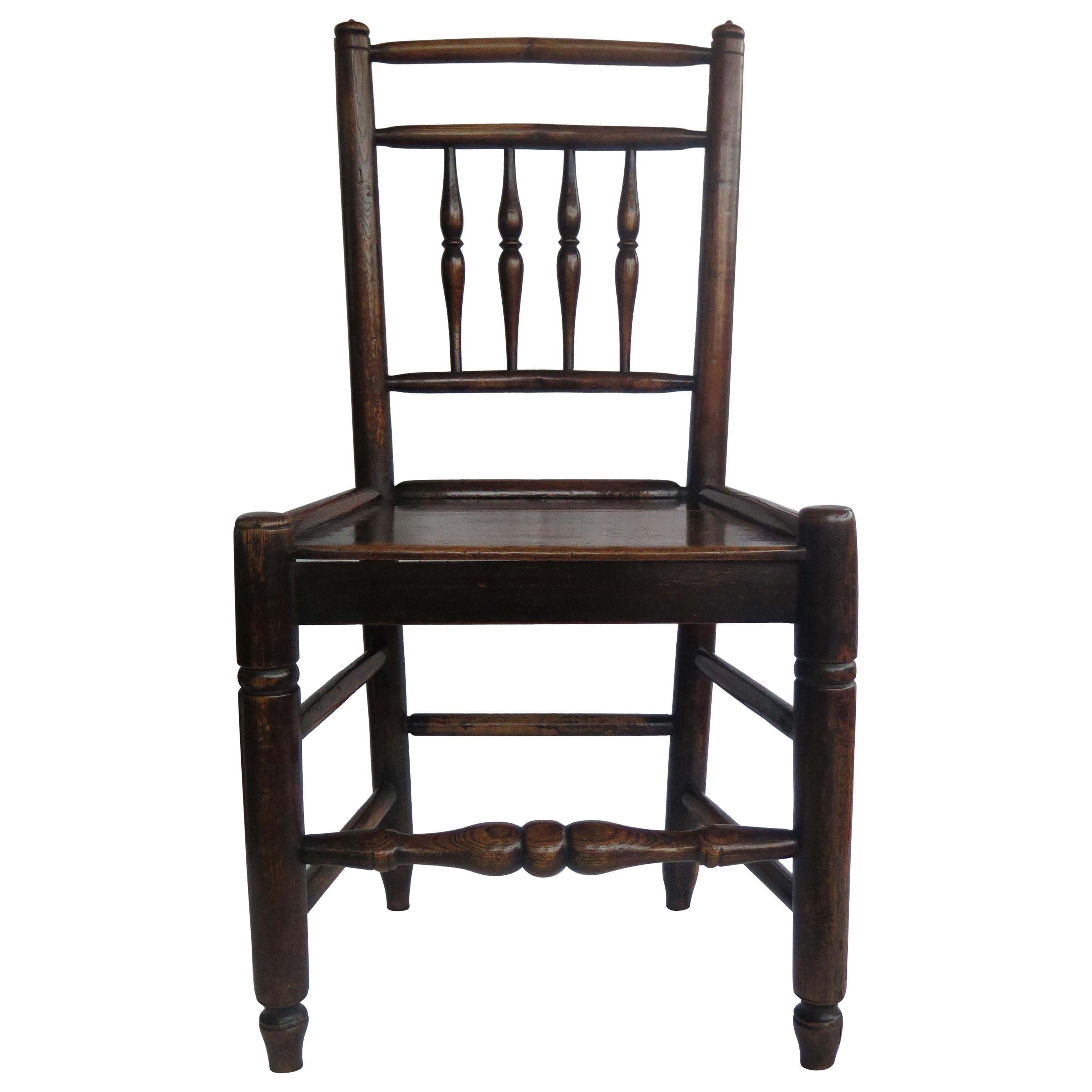 Georgian Side Chair Country Spindle Back Elm and Ash, English, circa 1800