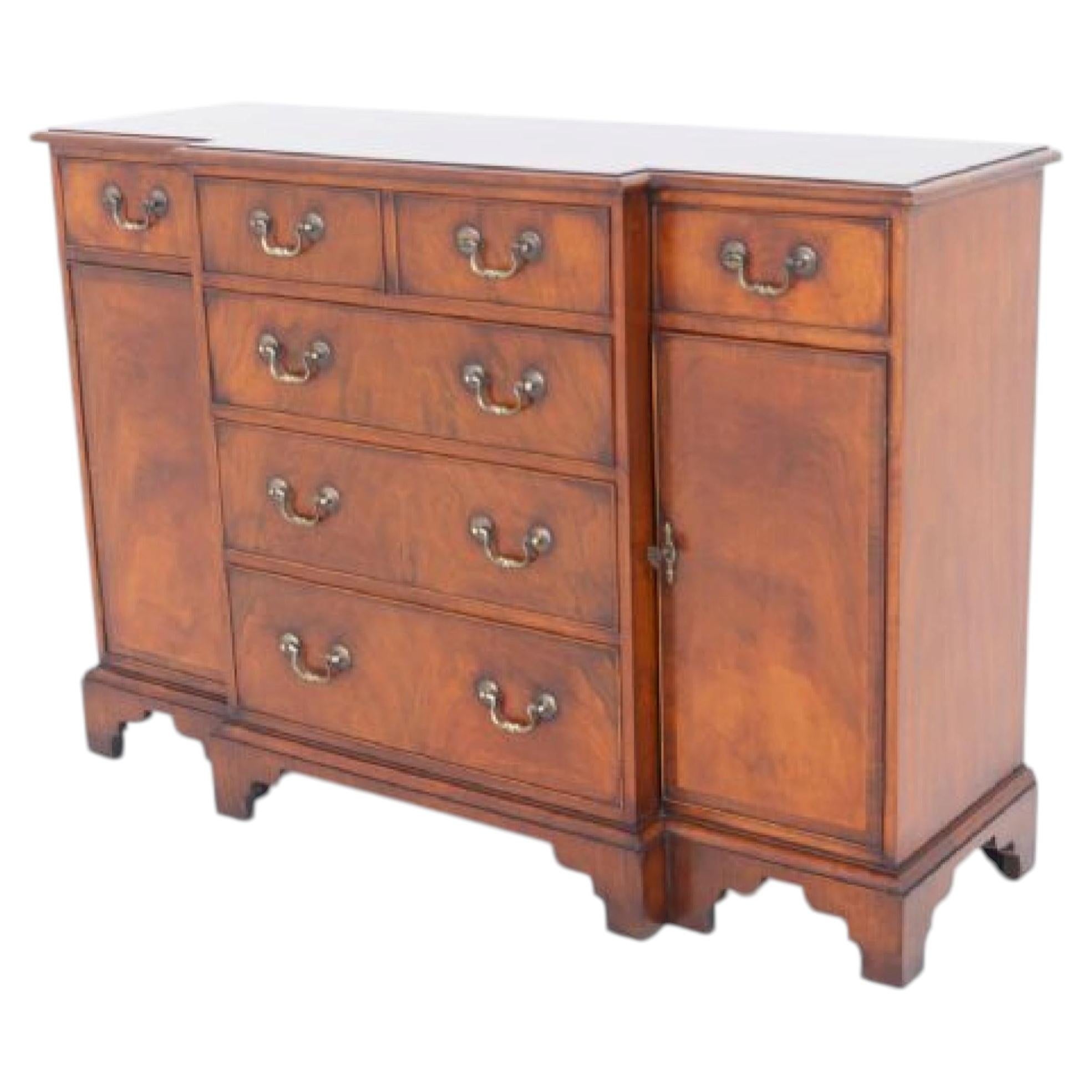 Georgian Sideboard Buffet Walnut Breakfront Revival