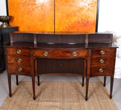Georgian Sideboard George III English Flamed Mahogany Long Serpentine Credenza