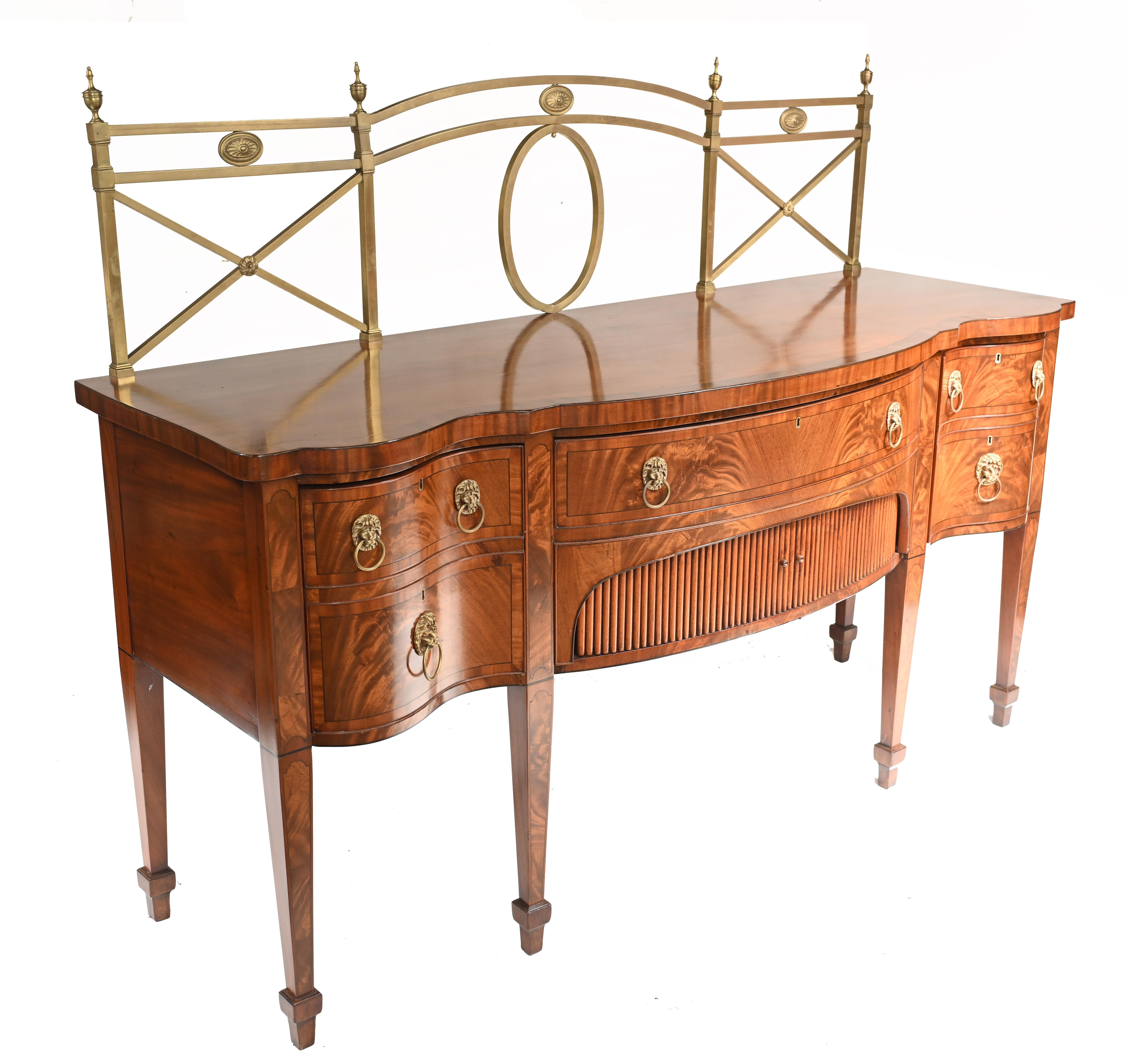 Georgian Sideboard Mahogany Server Brass Gallery 1880 For Sale 5