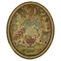 Georgian Silkwork Embroidery Picture of a Ho-ho Bird