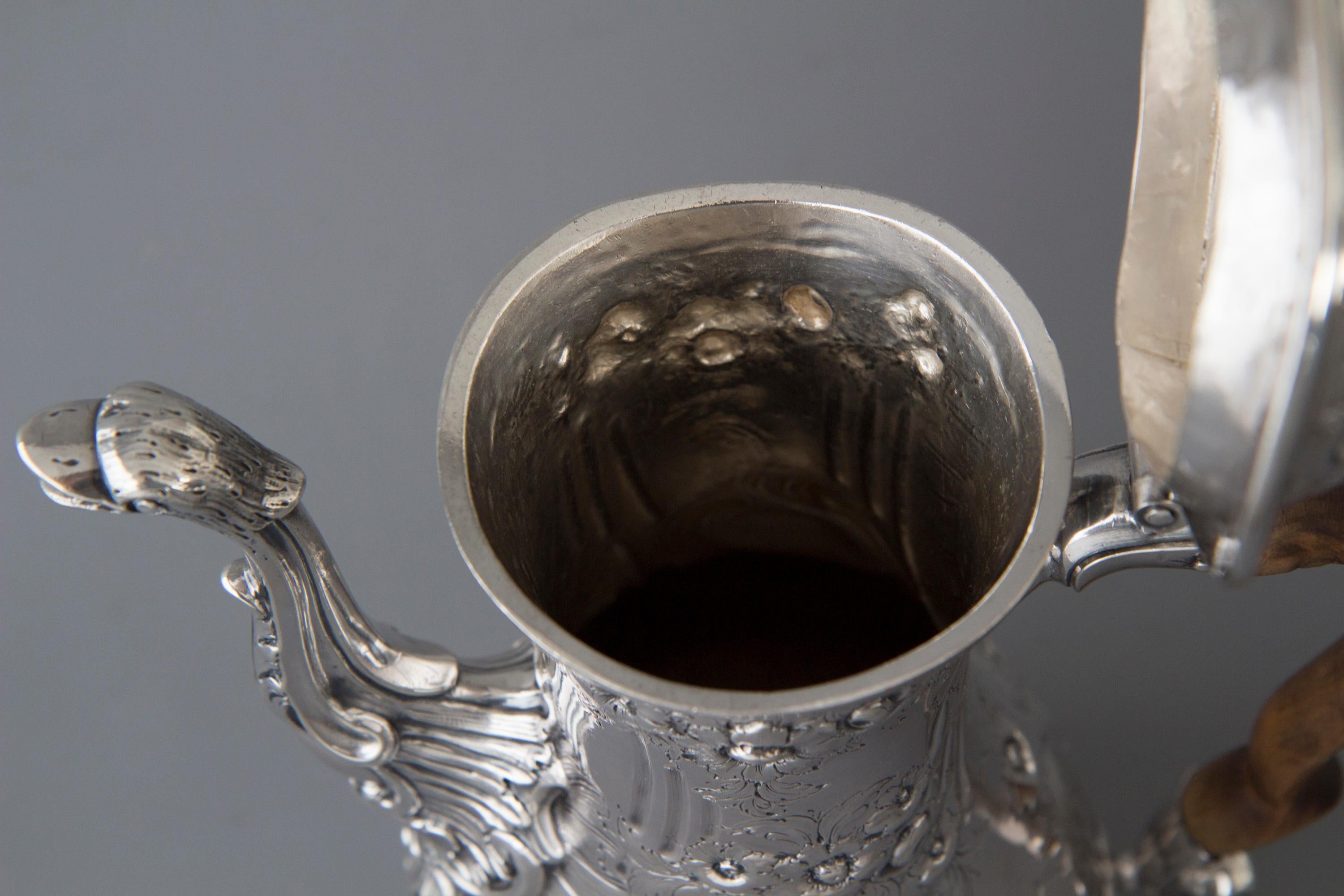 Georgian Silver Coffee Pot, London, 1760 by Herne & Butty 4