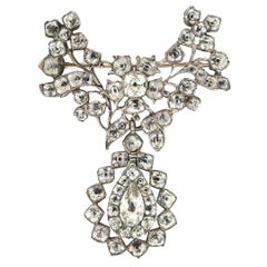 Georgian Silver Colorless Paste Foliate Brooch