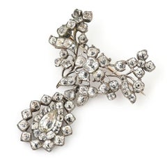Georgian Silver Colorless Paste Foliate Brooch