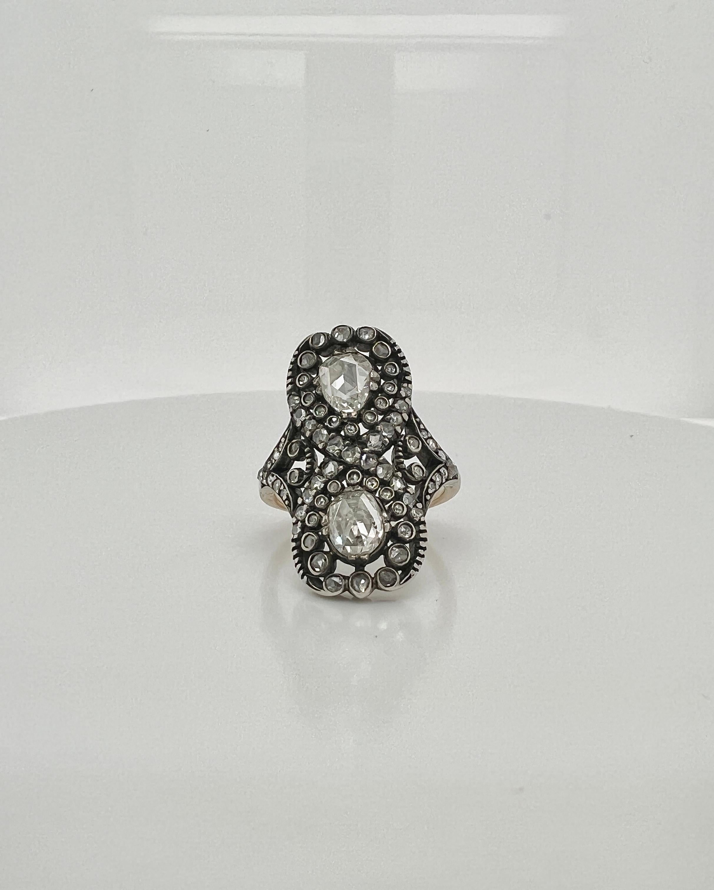 Georgian Silver Diamond Ring

Circa 1900s, ring size 7.75 (US size), Weight 7.5 grams
Length 1.02