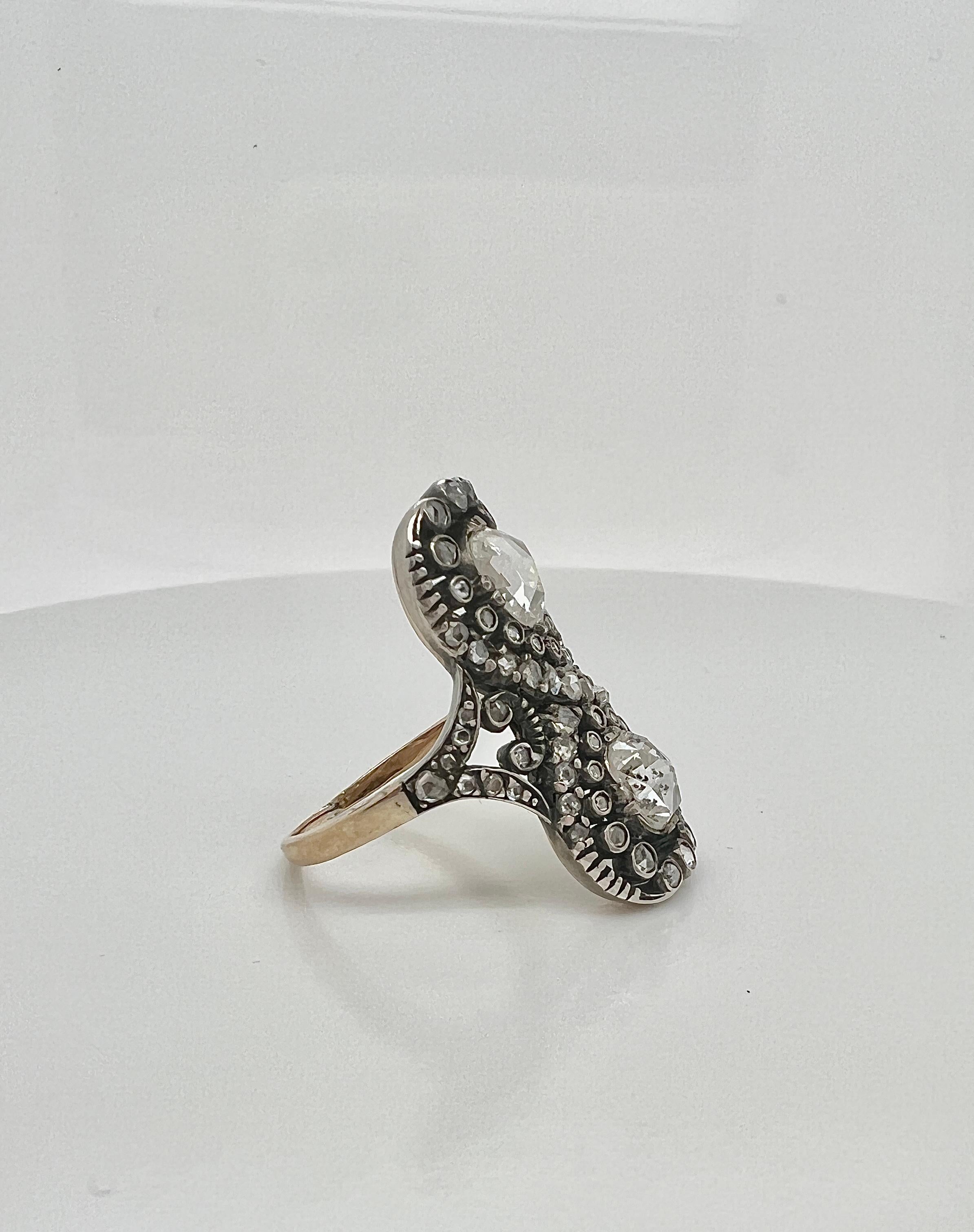 Rose Cut Georgian Silver Diamond Ring For Sale