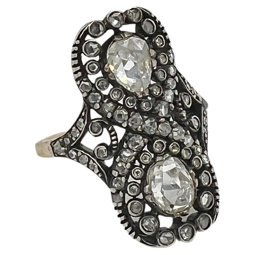 Georgian Silver Diamond Ring For Sale