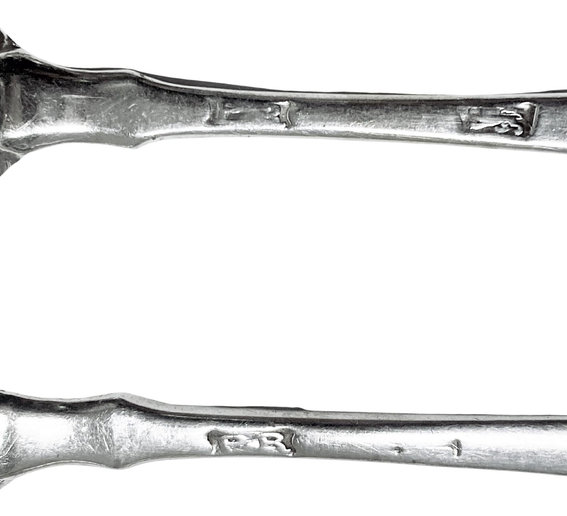 18th Century and Earlier Georgian Silver Feather Edge Set of 6 Teaspoons London, circa 1770, Philip Roker For Sale