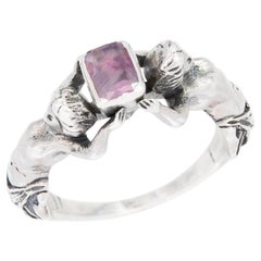 Georgian Silber Figural Frauen lila Saphir Ring