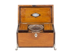 Cassapanca da tè georgiana in legno satinato con montatura in argento