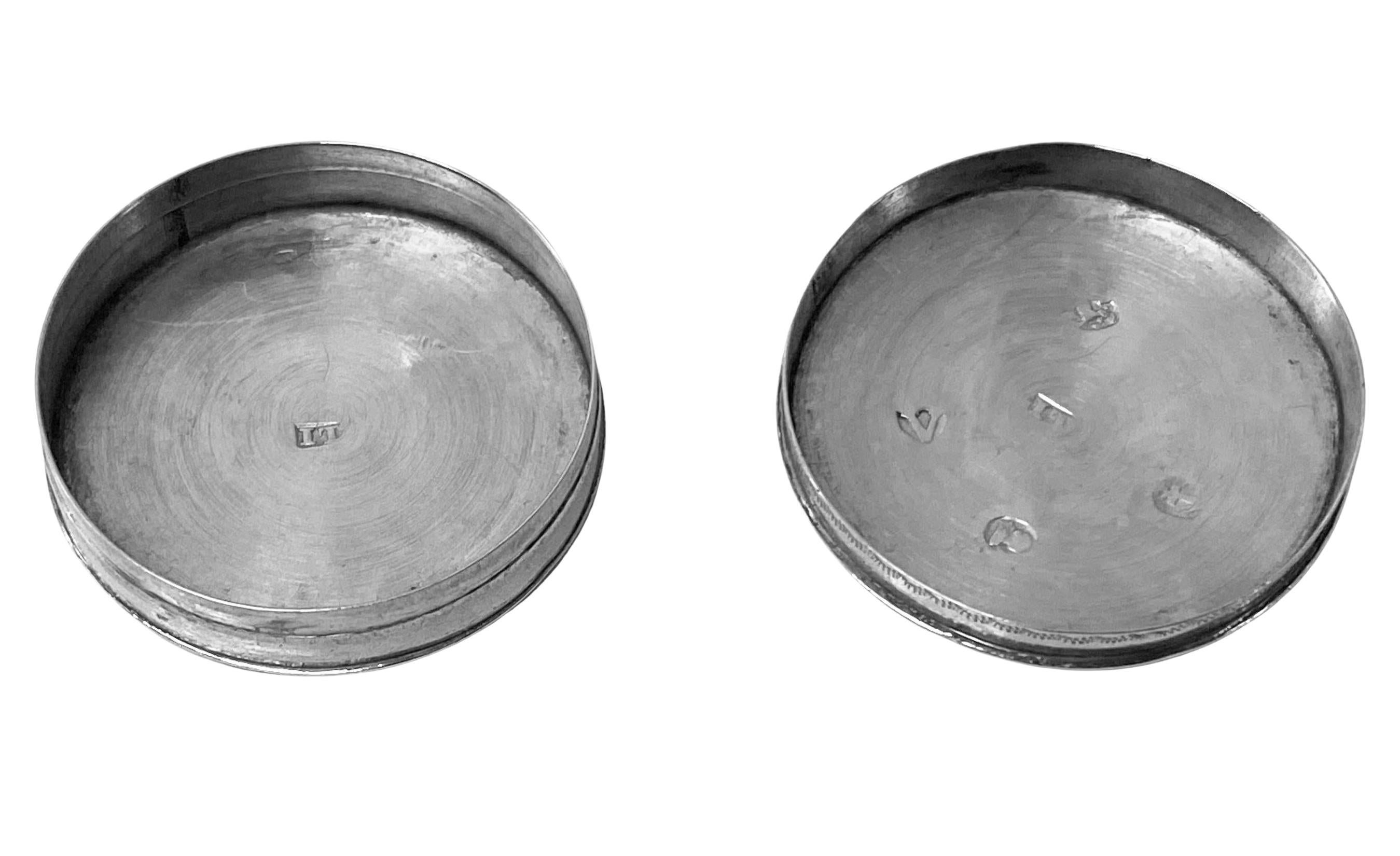 Boîte à pilules ou plaquée en argent géorgien Birmingham 1793 Joseph Taylor en vente 2