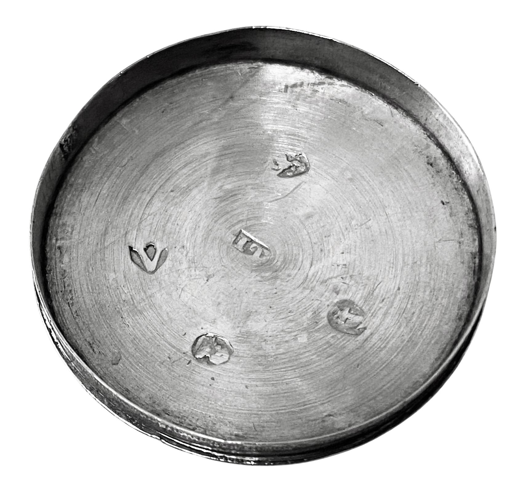 Boîte à pilules ou plaquée en argent géorgien Birmingham 1793 Joseph Taylor en vente 3