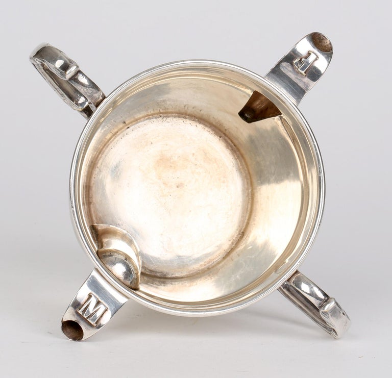 Rare Georgian silver-plated twin handled and twin spouted gravy separator dating from around 1790. The separator has two spouts one fed from the top rim and marked with the letter F probably for Fat, the second fed from the base of the vessel and