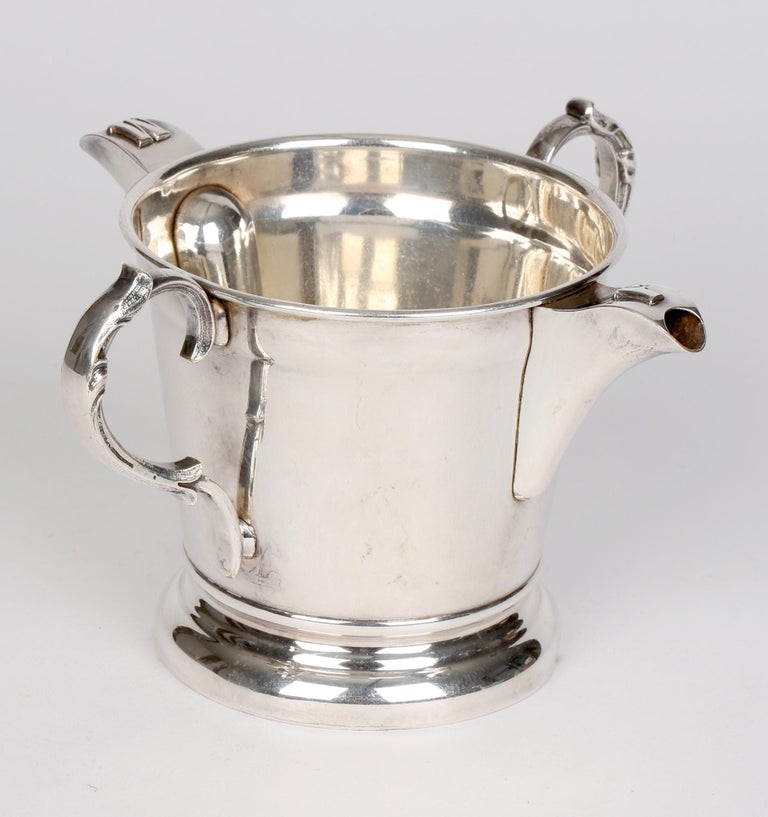 Hand-Crafted Georgian Silver Plated Rare Twin Handled Gravy Separator  For Sale