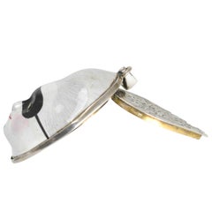 Georgian Silver Porcelain & Silver Masquerade Patch Box Pendant, Circa 1780