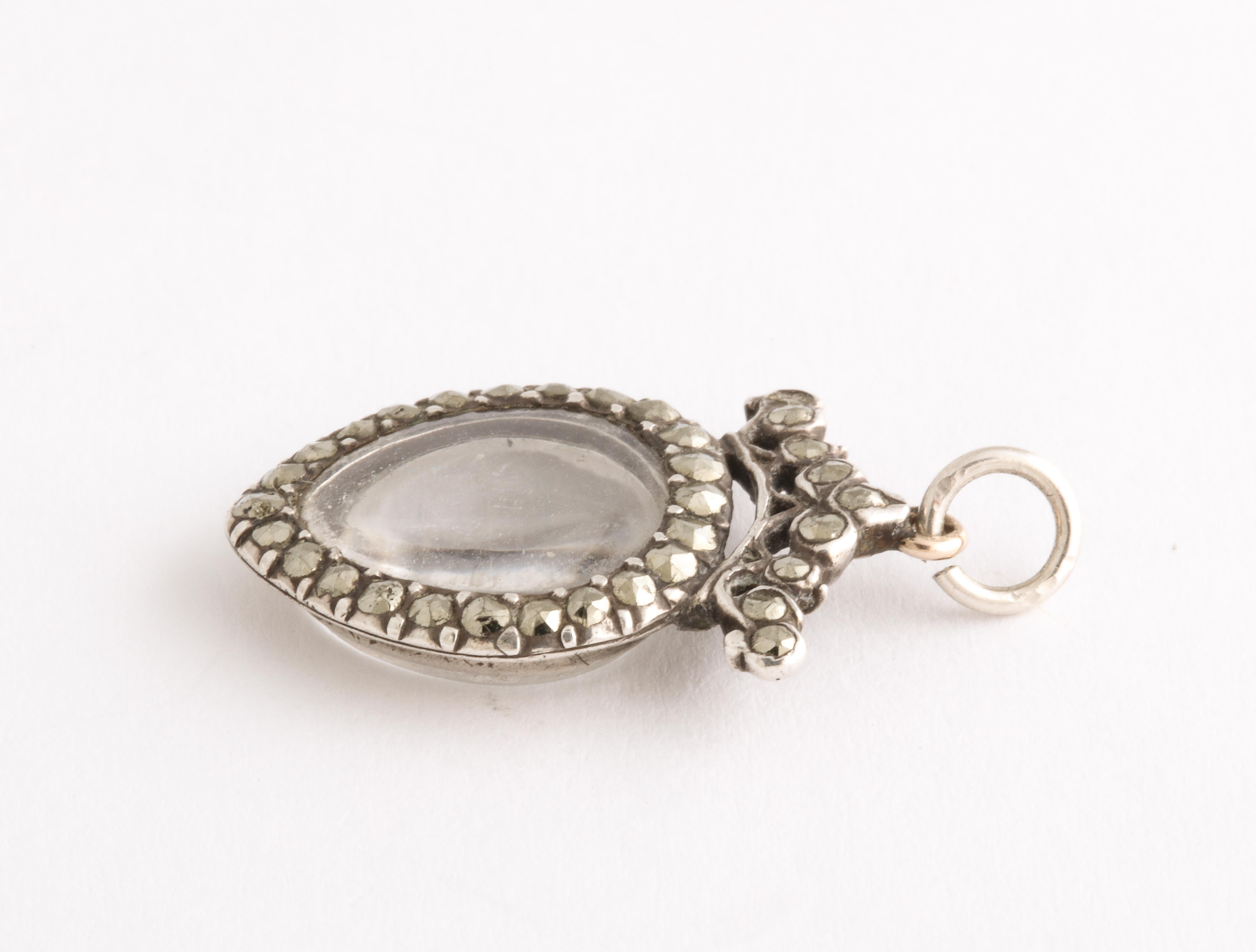 Georgian Silver Pyrite Heart Locket In Excellent Condition In Stamford, CT