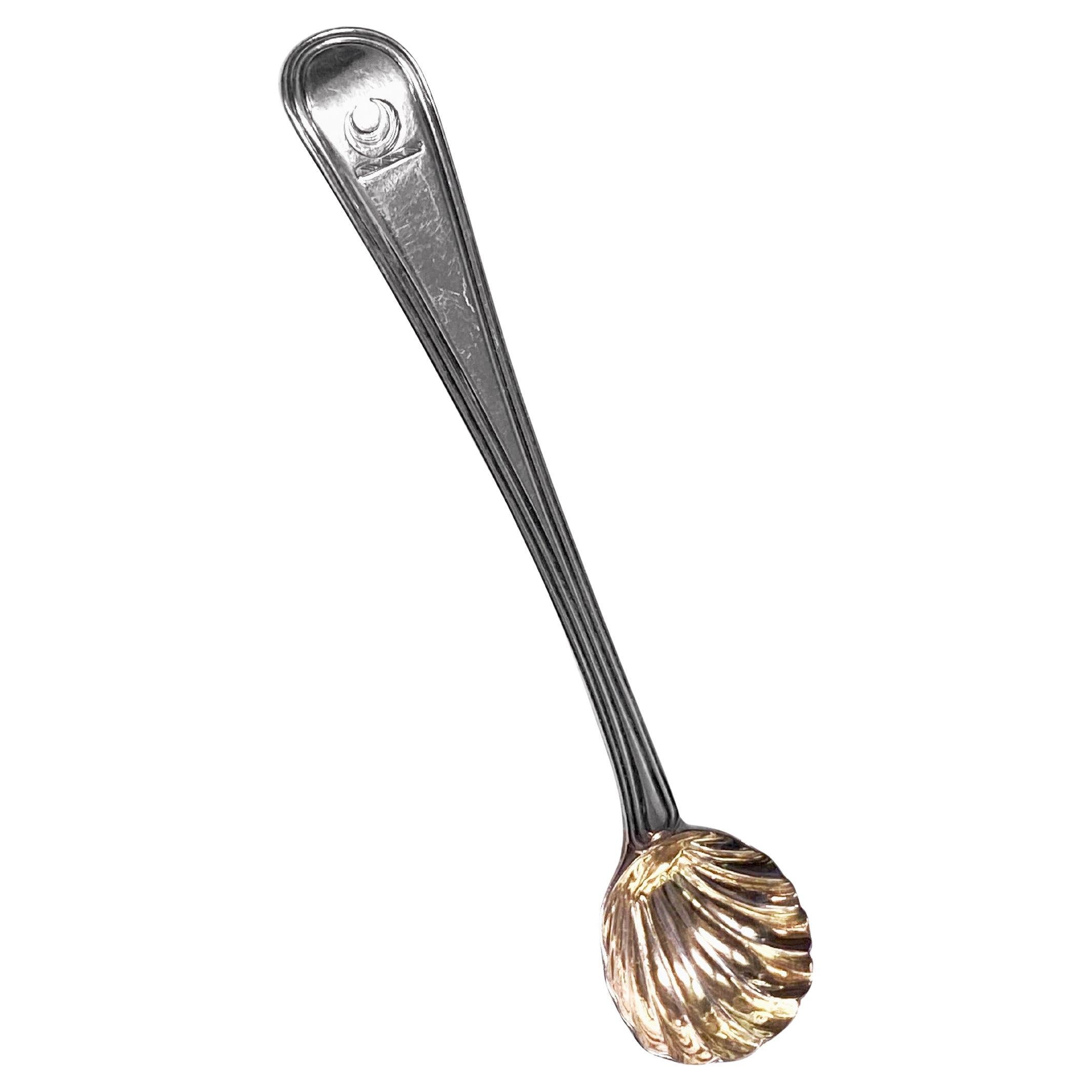 Georgian Silver Salt Spoon thread and shell bowl London 1815 Wm Chawner