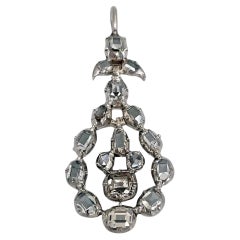 Georgian Silver Table Cut Diamond Drop Pendant