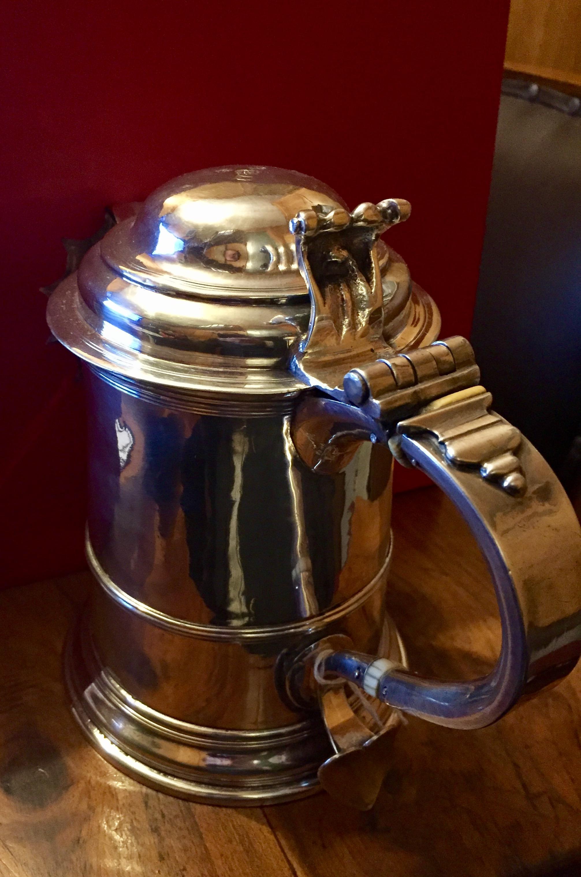 Mid-18th Century Georgian Silver Tankard For Sale