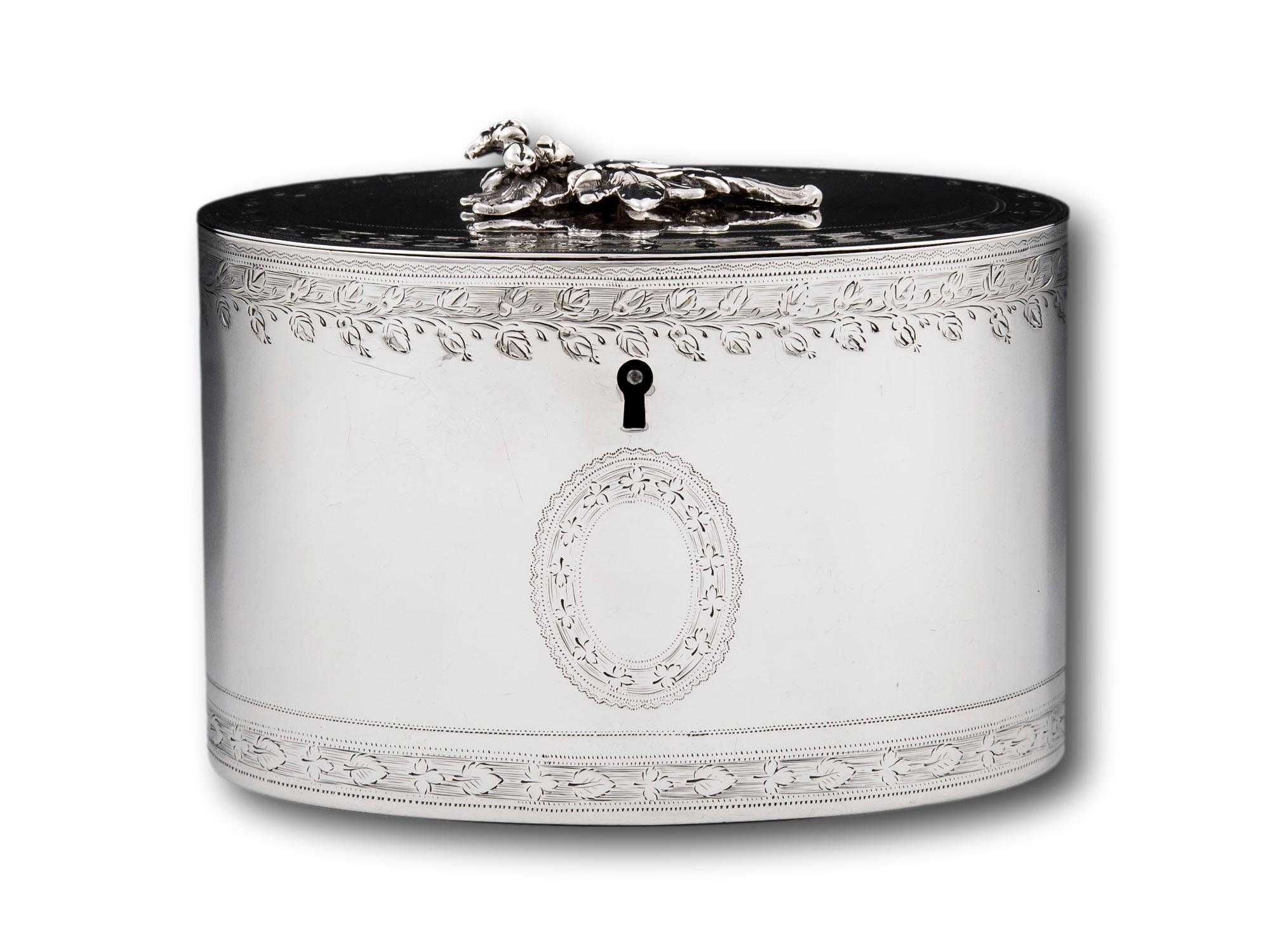 Sheffield Silversmith Richard Morton & Co 1779

From our Tea Caddy collection, we are delighted to offer this Georgian Sterling Silver Tea Caddy. The Tea Caddy of oval shape and unusually smaller design is beautifully decorated with bright cut