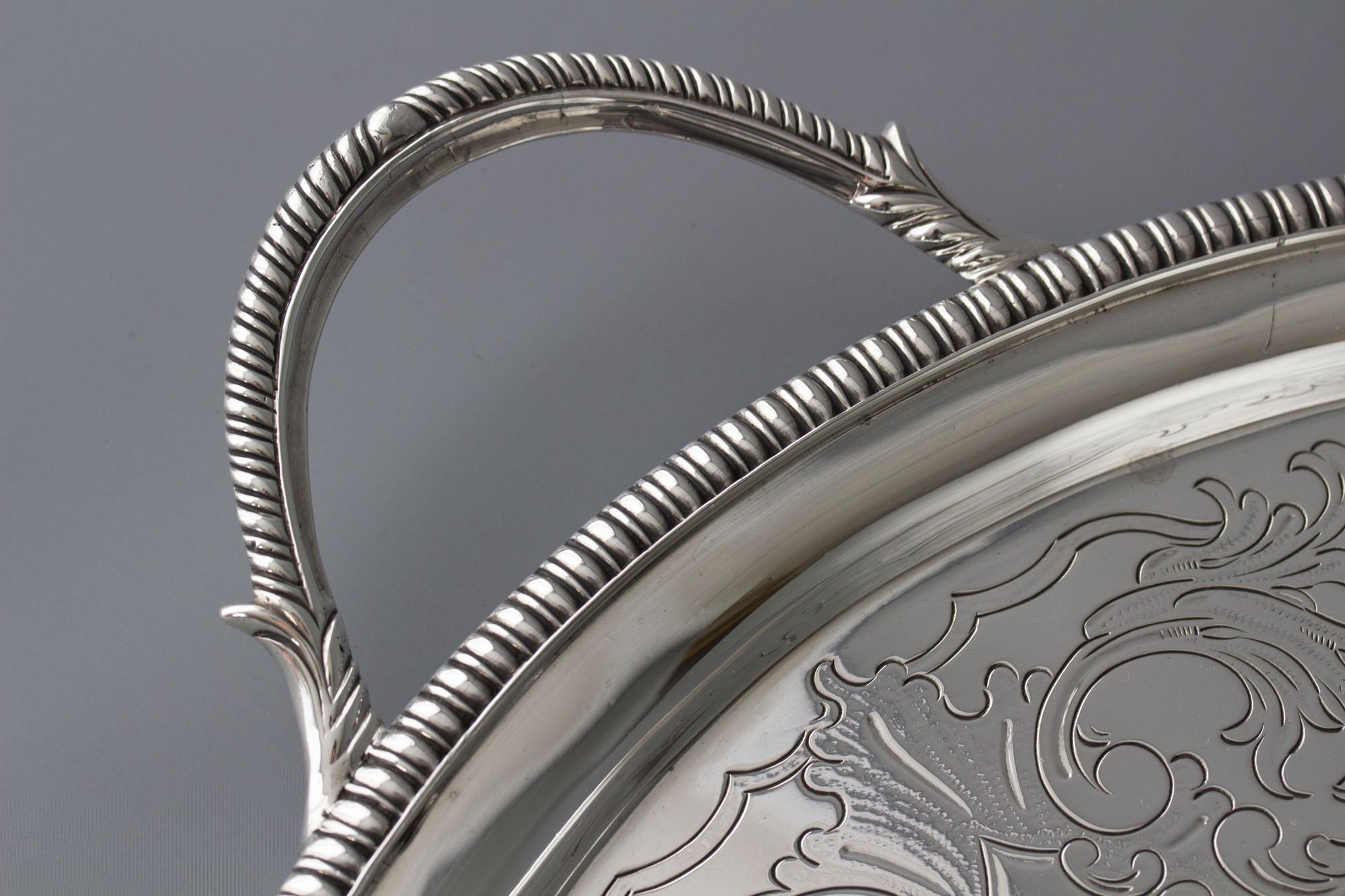 English Georgian Silver Tea/Drinks Tray, London 1806 William Bennett