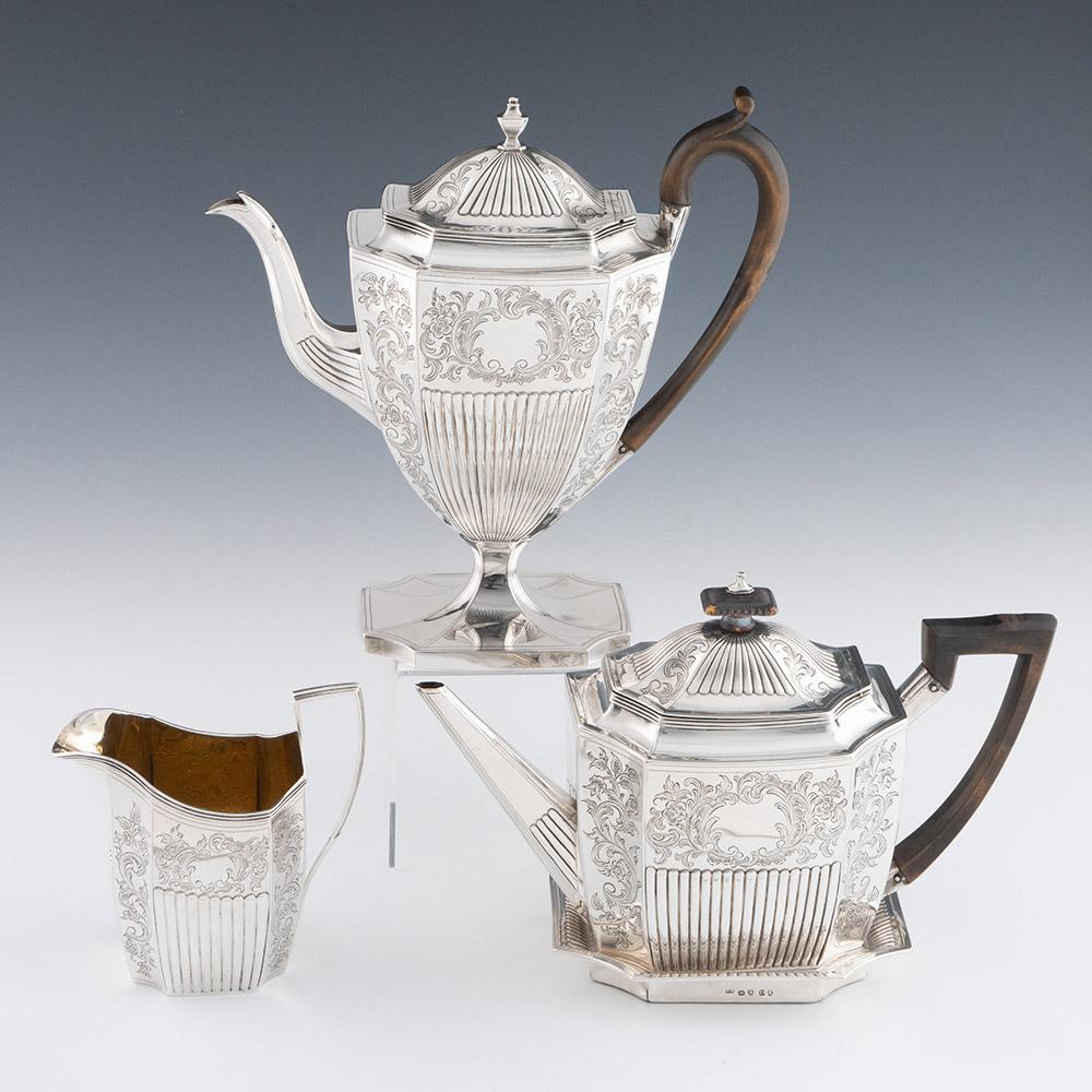 Juego de té georgiano de plata Londres 1799 John Robins Británico en venta