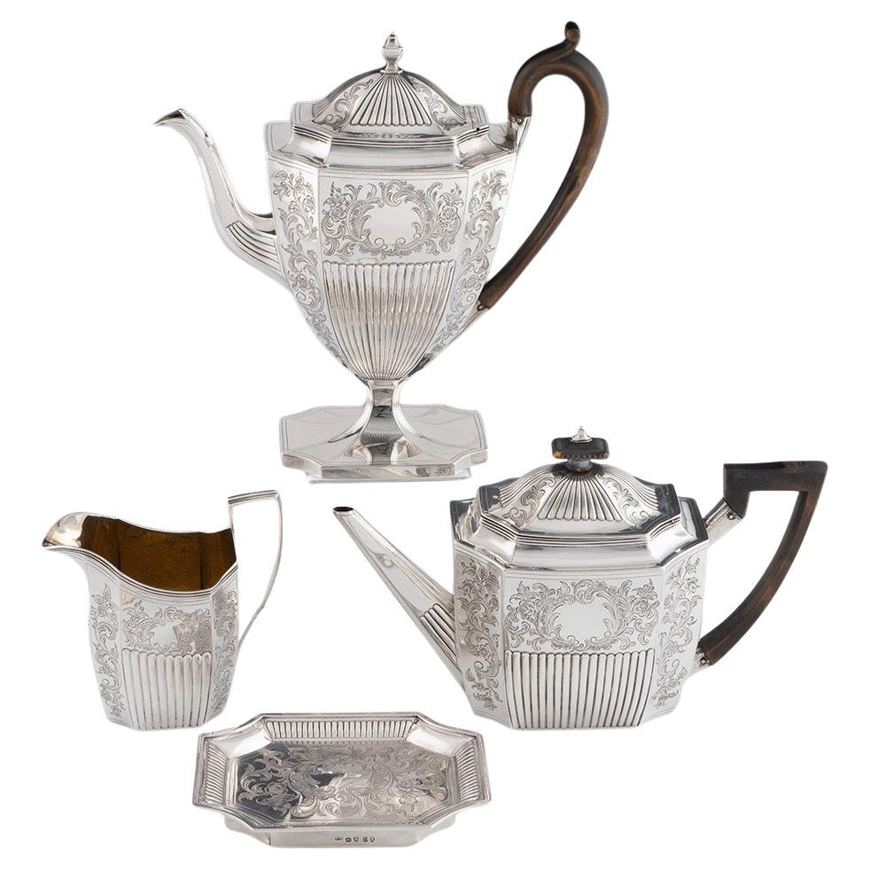 Juego de té georgiano de plata Londres 1799 John Robins en venta