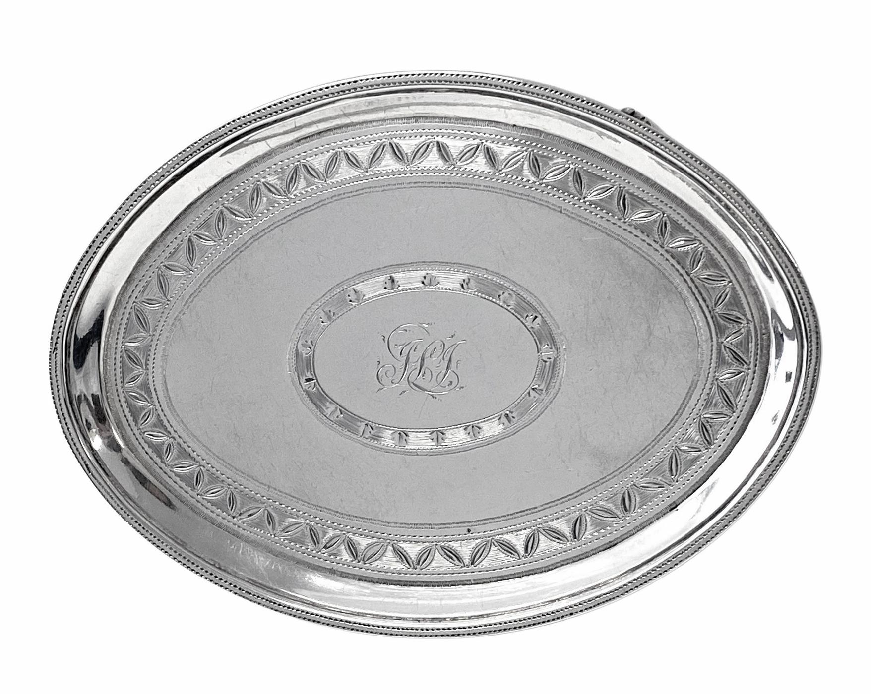 Soporte para tetera o bandeja para cartas de plata georgiana Londres 1791 Godbehere y Wigan Plata esterlina en venta