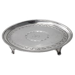Georgian silver teapot stand or card tray London 1791 Godbehere and Wigan