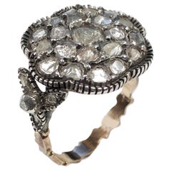 Georgian Silver Top and Gold Rose Cut Diamond Ring