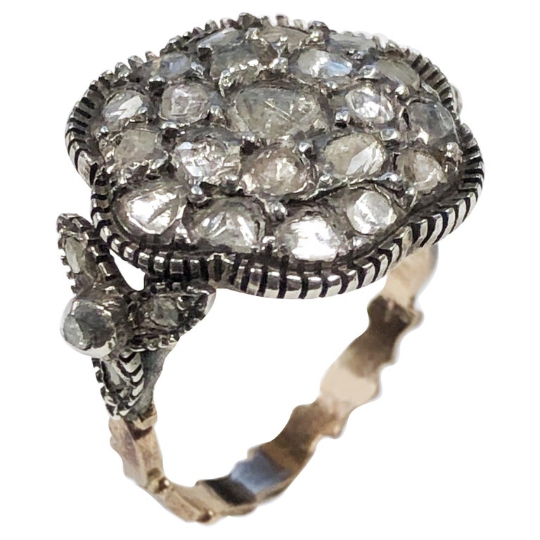 Georgian Silver Top and Gold Rose Cut Diamond Ring at 1stDibs | silver ...