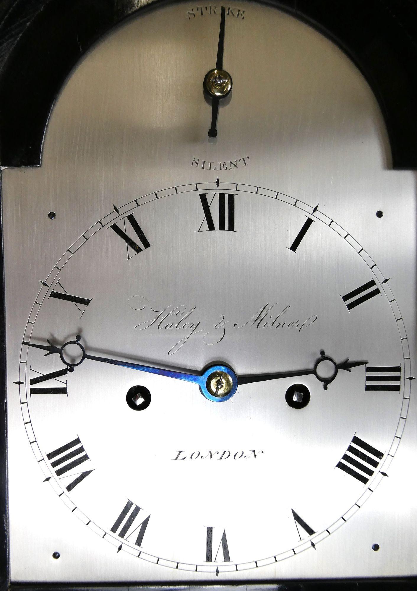 Georgian Small Ebonised Bracket Clock, Haley & Milner, London For Sale 1