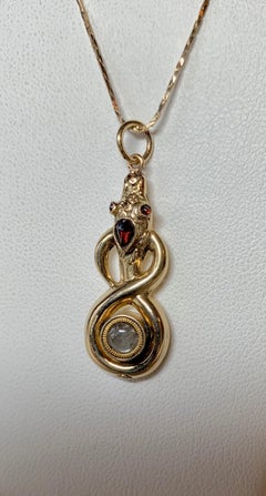 Georgian Snake Poison Locket Pendant Mourning Garnet Antique Gold 1800 Rare