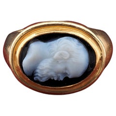 Georgian Socrate Agate Cameo Ring 18 KT Gold