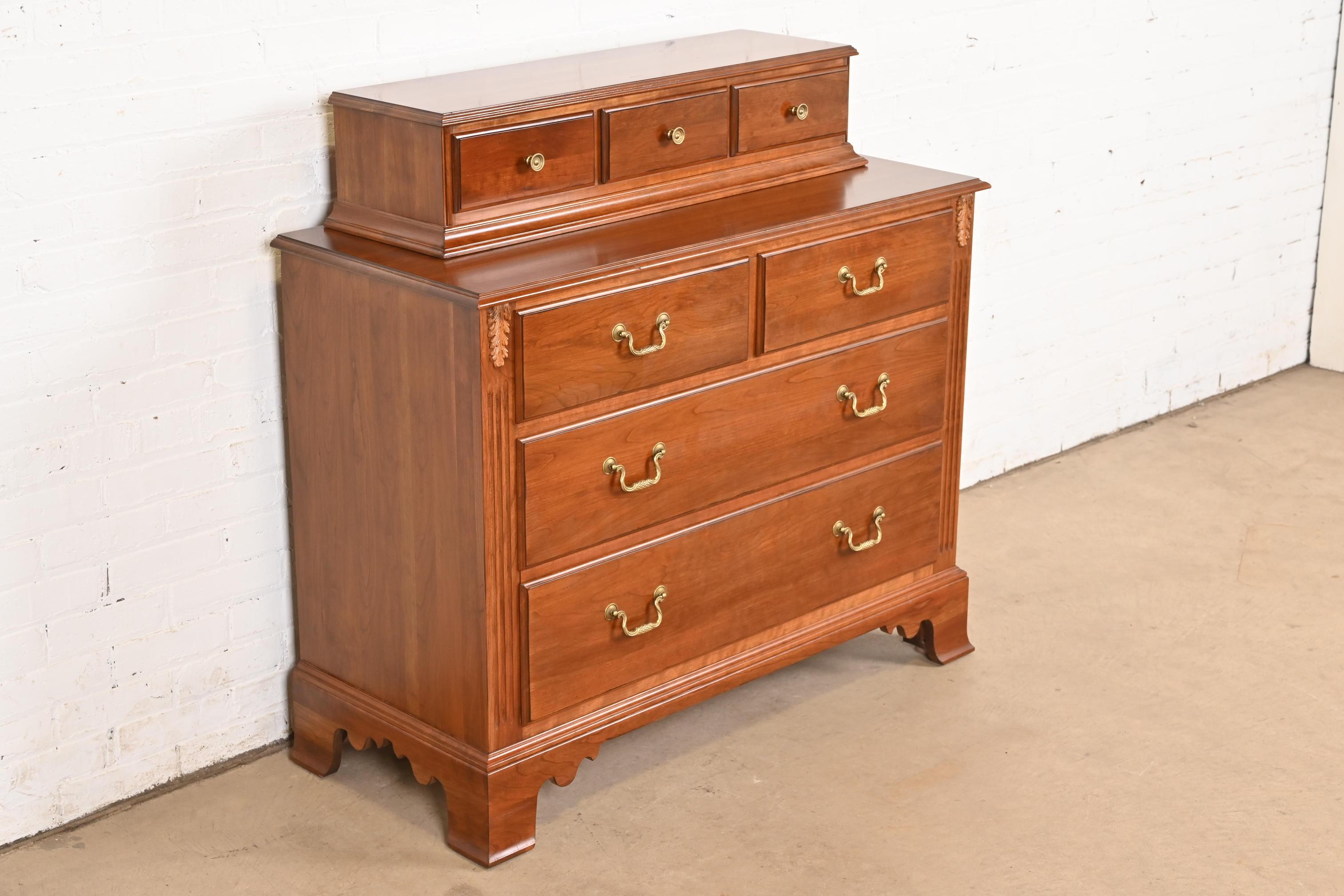 20th Century Georgian Solid Cherry Wood Dresser or Chest of Drawers For Sale