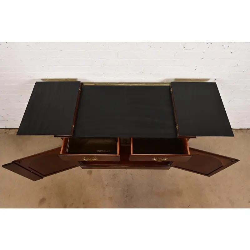 Georgian Solid Cherry Wood Flip Top Buffet Server or Bar Cabinet For Sale 1