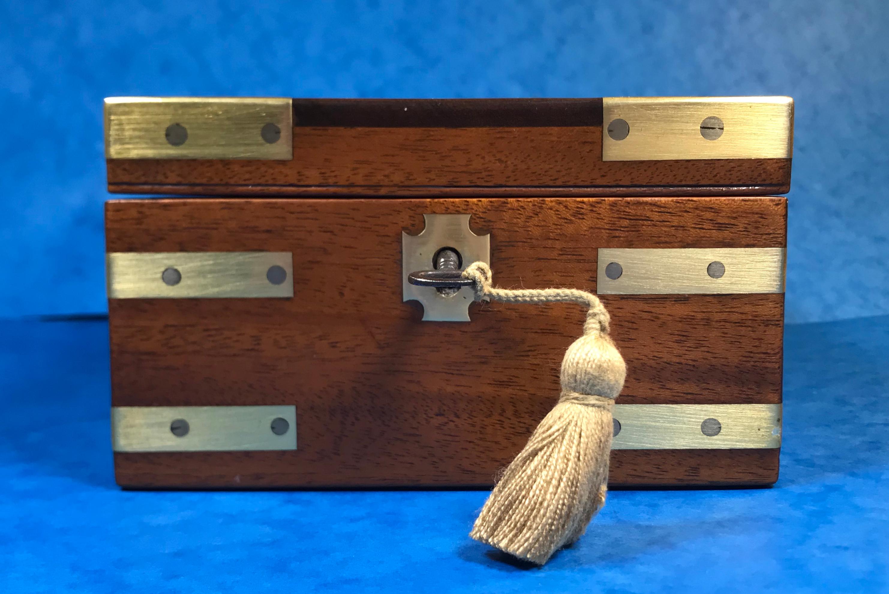 English Georgian Solid Mahogany Miniature Campaign Box