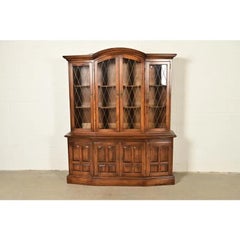Georgian Solid Maple Lighted Breakfront Bookcase Cabinet