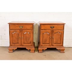 Georgian Solid Maple Nightstands, Pair