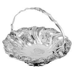 Georgian Solid Silver Bowl Basket Floral Motifs '1kg+', Joseph & John Angell